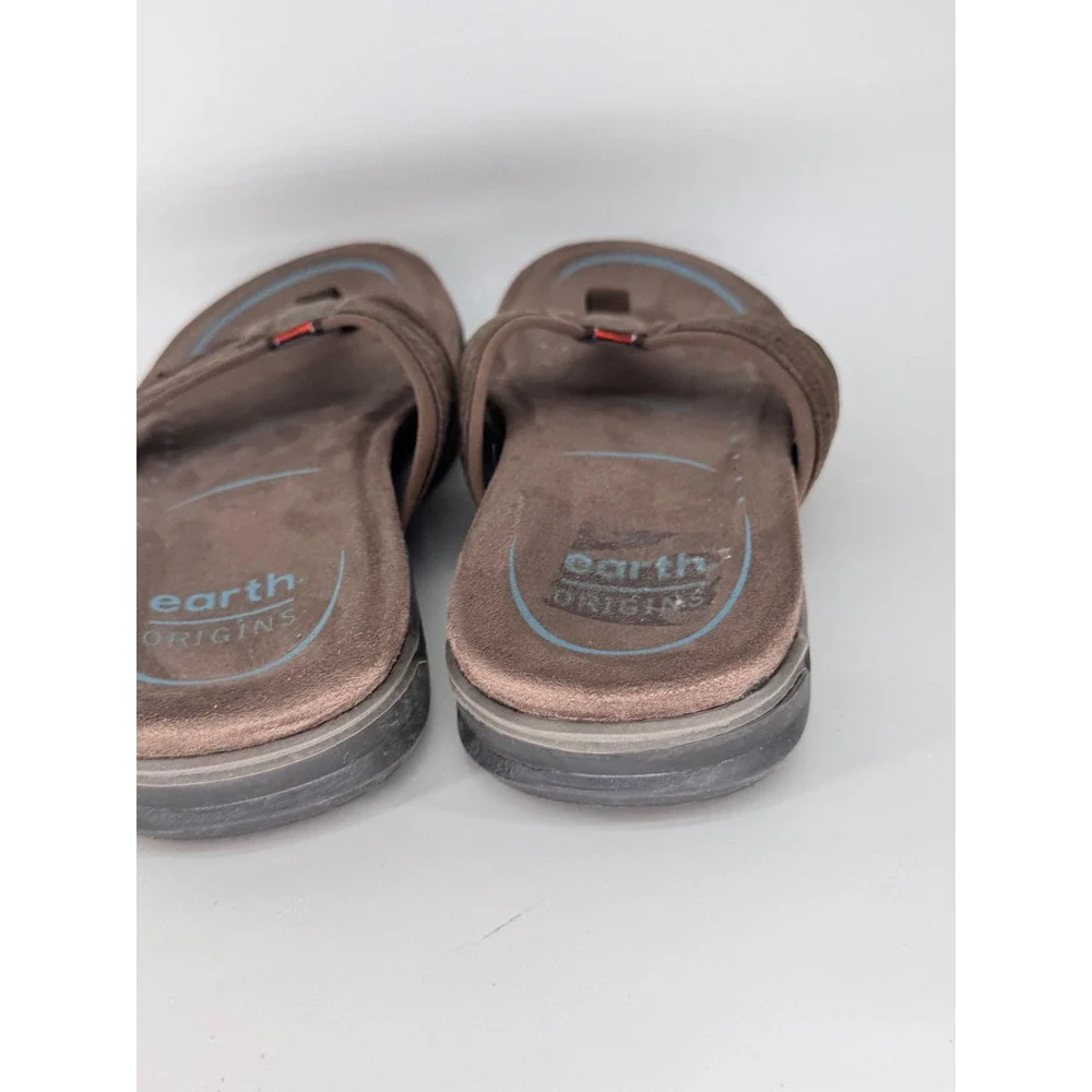 Earth Origins Santino Flip Flops Mens 10 Brown Leather Comfort Sandals